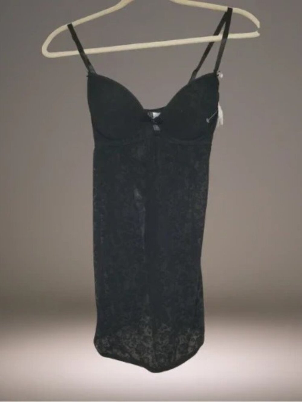 Marilyn Monroe Black Lace Lingerie Chemise Medium NWT G-String $48